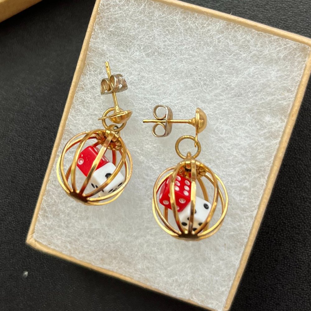 Dice stud hanging earrings, 1950s, retro, vintage, $10 when bundled